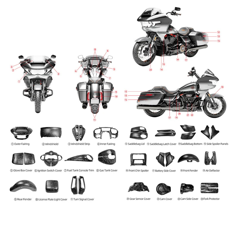 kit For Harley 121 CVO 121 ST 2024-later Road Glide Motorcycle Accessories Carbon Fiber Full Parts Fender Fuel Tank Cover Side Panel