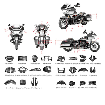 kit For Harley 121 CVO 121 ST 2024-later Road Glide Motorcycle Accessories Carbon Fiber Full Parts Fender Fuel Tank Cover Side Panel