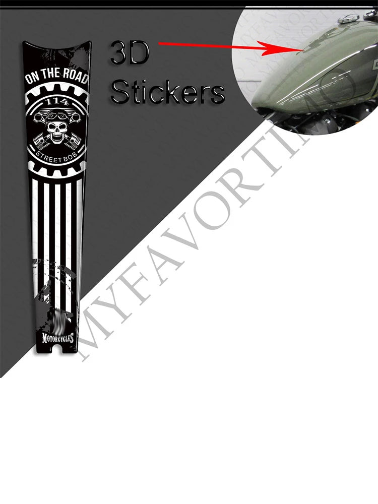 For Harley Davidson Street Bob 114 3D Motorcycle Fuel Tank Pad Knee Decal Protector Sticker Kit Custom Painted Accessories