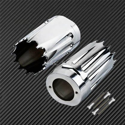 MACTIONS Front Fork Boot Slider Cover Black/Chrome For Harley Touring Road King Electra Street Glide FLHT FLHX Trike 84-13 14-25