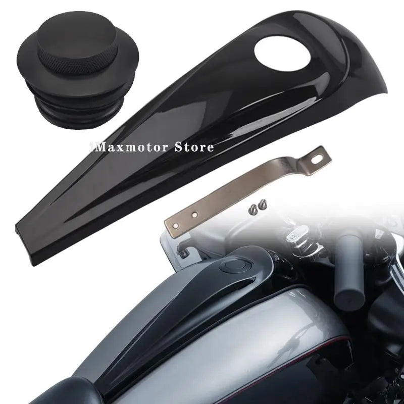 For Harley Touring Glides Road King 08 Up Motorcycle Black Smooth Dash Fuel Tank Console Trim Panel Kit Oil Gas Tank Cover Cap