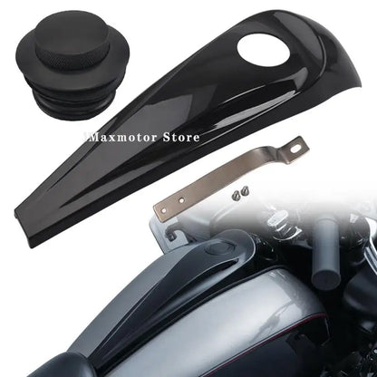 For Harley Touring Glides Road King 08 Up Motorcycle Black Smooth Dash Fuel Tank Console Trim Panel Kit Oil Gas Tank Cover Cap