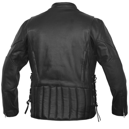 AM Knucklehead Premium Black Men's Leather Motorcycle Jacket