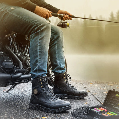 Hot Leathers Men's Black Leather Swat Style Lace Up Boots  BTM1010