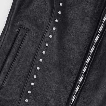 Biker Babe Women's Studded Leather Motorcycle Vest