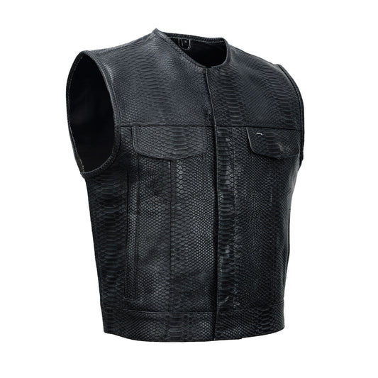 Leather Fang Lowcut Men's Leather Vest