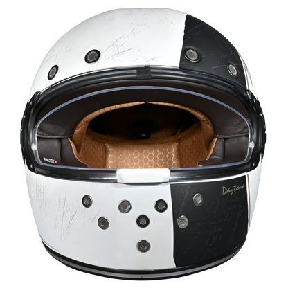 DOT Daytona Retro Full Face Motorcycle Helmet: Vintage Style for Men, Women, & Youth - W/ Blitz