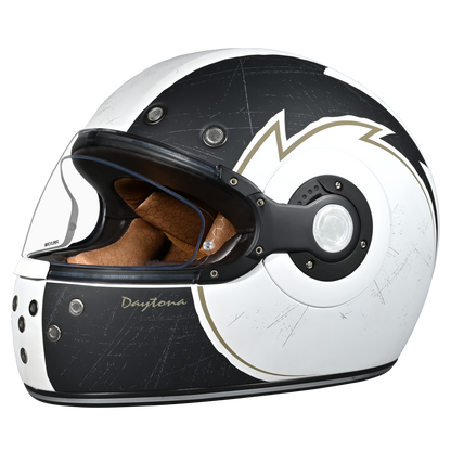 DOT Daytona Retro Full Face Motorcycle Helmet: Vintage Style for Men, Women, & Youth - W/ Blitz