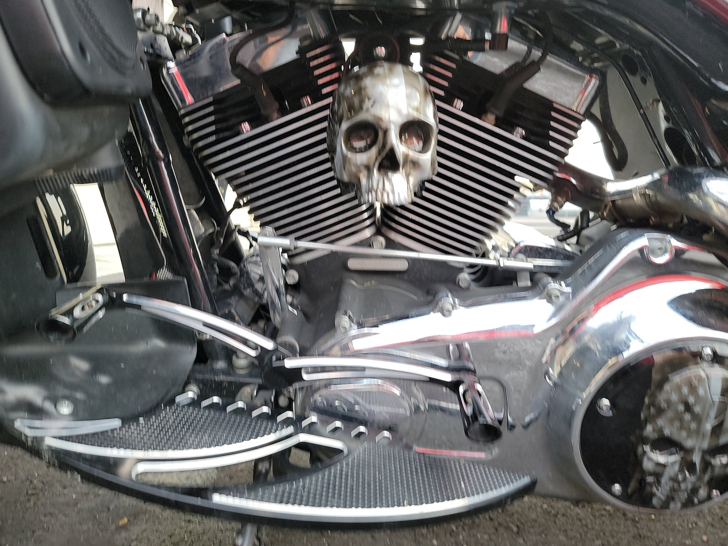 3D ancient skull with tattered American flag