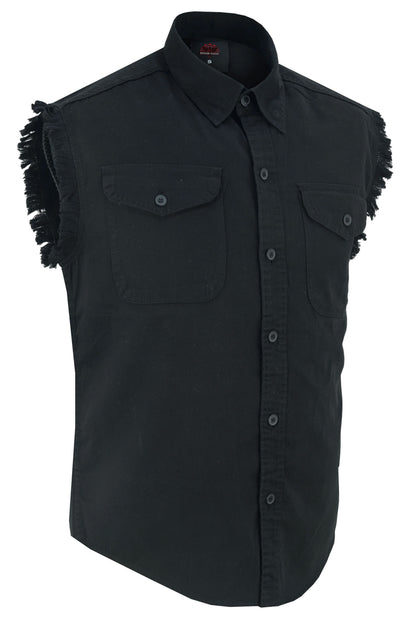 Men's Black Lightweight Sleeveless Denim Shirt