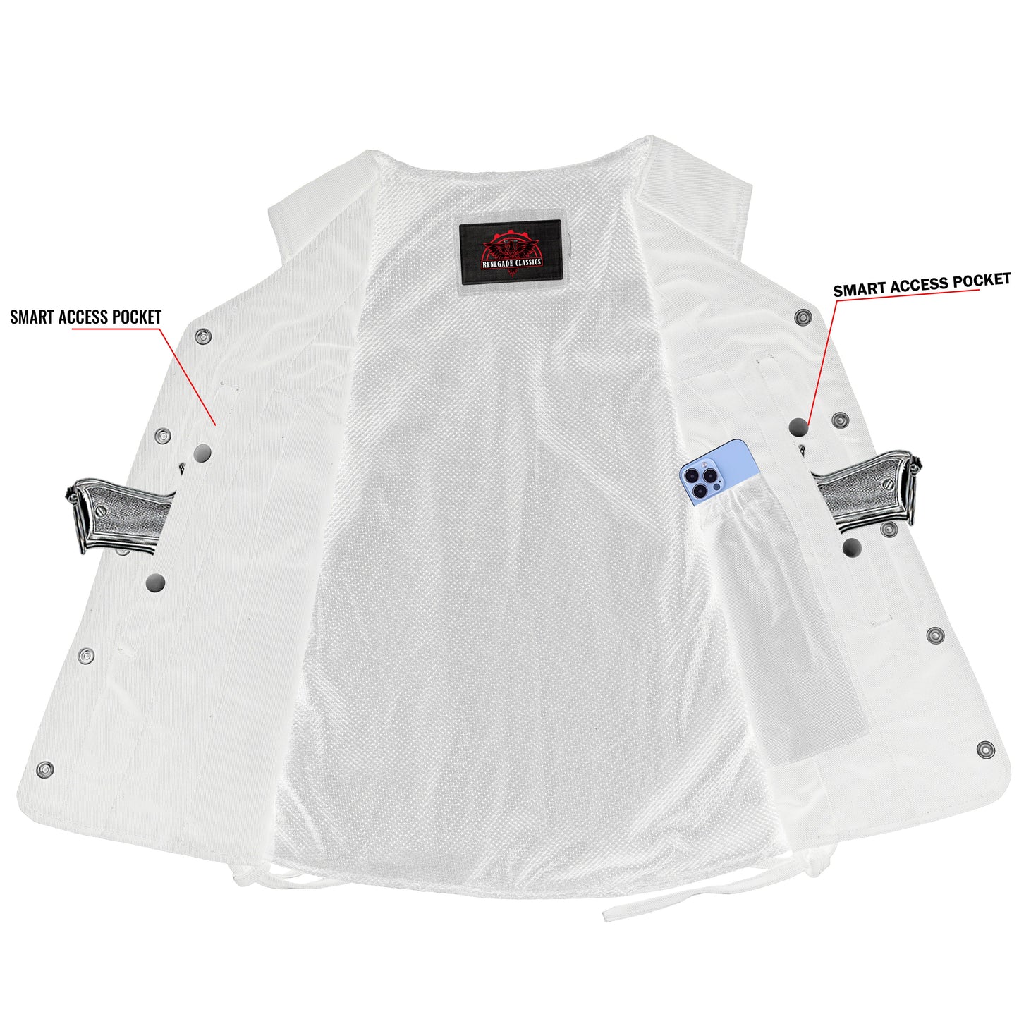 Women's Denim Longer Body ¾ Vest - Side Laces