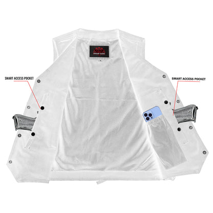 Men's Traditional Denim Motorcycle Vest with Side Laces – Smart Access Pockets