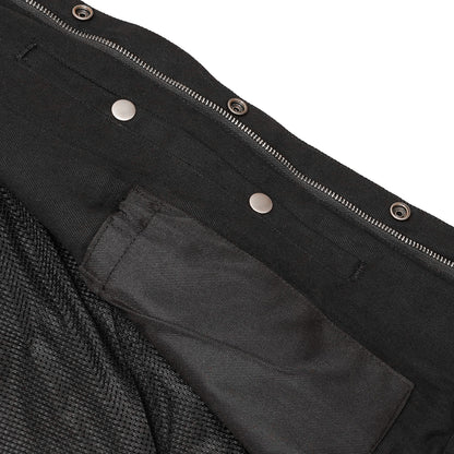 Snap Front Men's Denim Motorcycle Vest  - Black