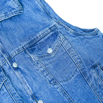 Men's Snap Front Blue Denim Motorcycle Vest