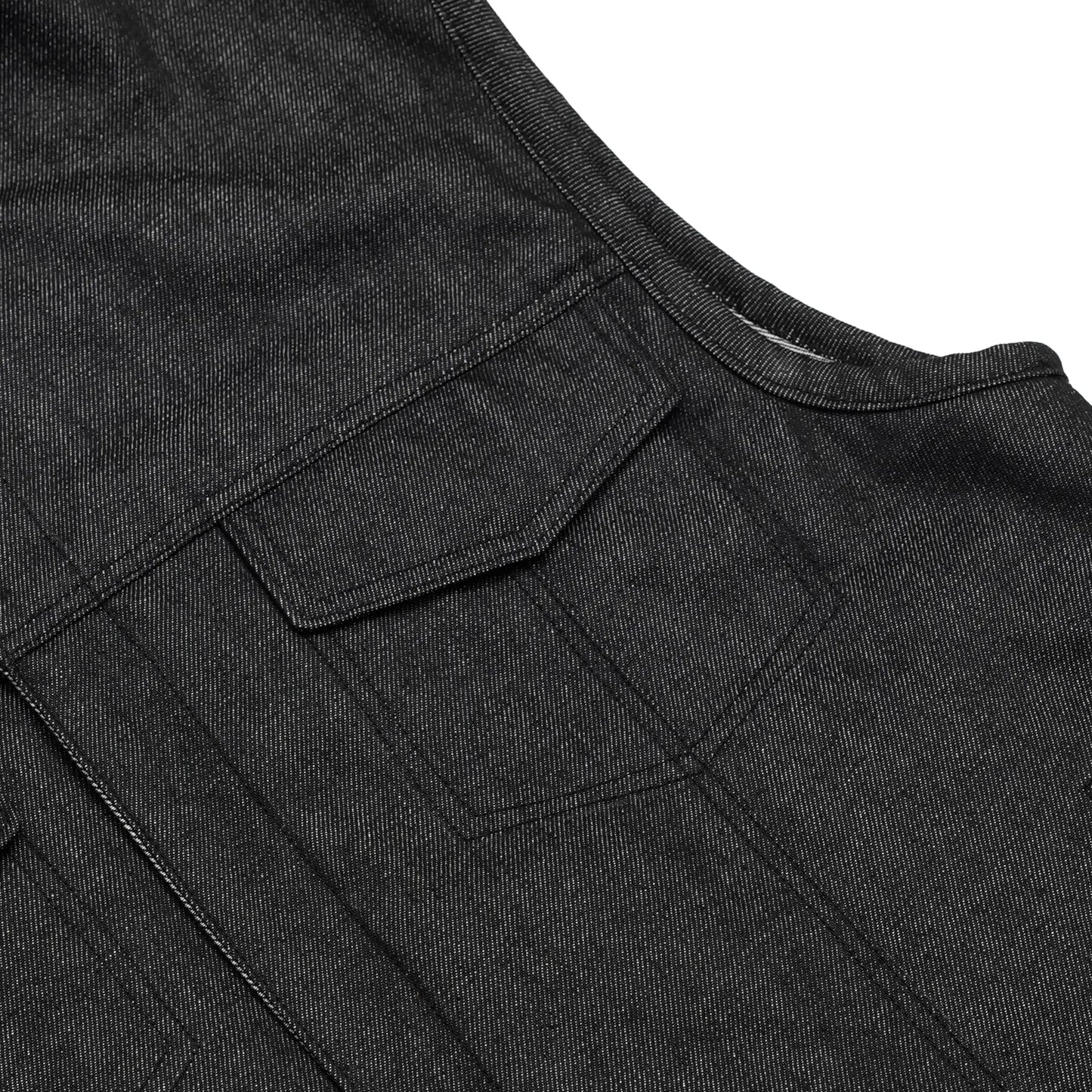 Men's Rough Rub-Off Raw Finish Motorcycle Denim Vest - Black