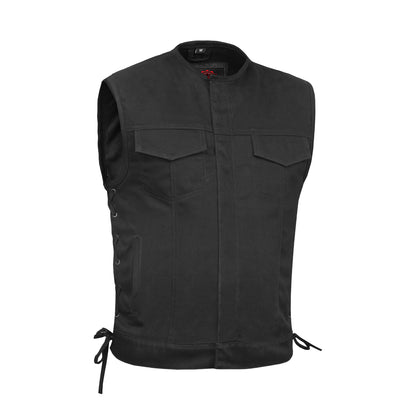 Men's Upgraded All-Black Denim Motorcycle Vest – Smart Access Pockets