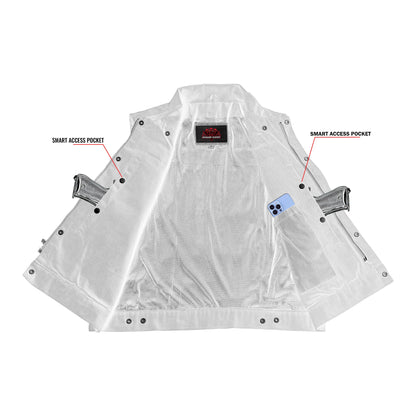 Men's Snap/Zipper Front Black  Denim Motorcycle Vest
