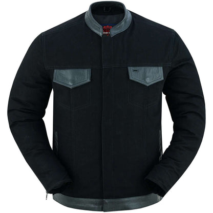 Men's Full Cut Denim Jacket – Leather Trim & Hidden Pockets