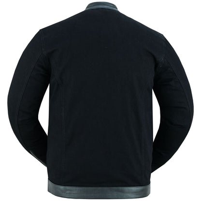 Men's Full Cut Denim Jacket – Leather Trim & Hidden Pockets