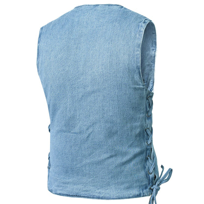 Women's Single Back Panel Concealed Carry Denim Vest - Blue