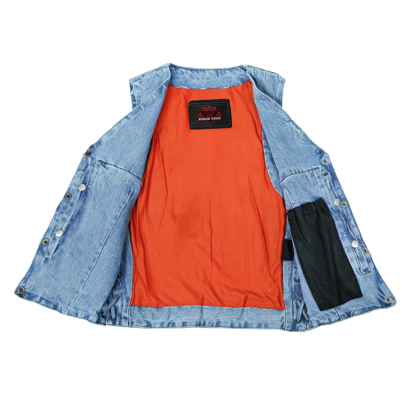 Women's Single Back Panel Concealed Carry Denim Vest - Blue