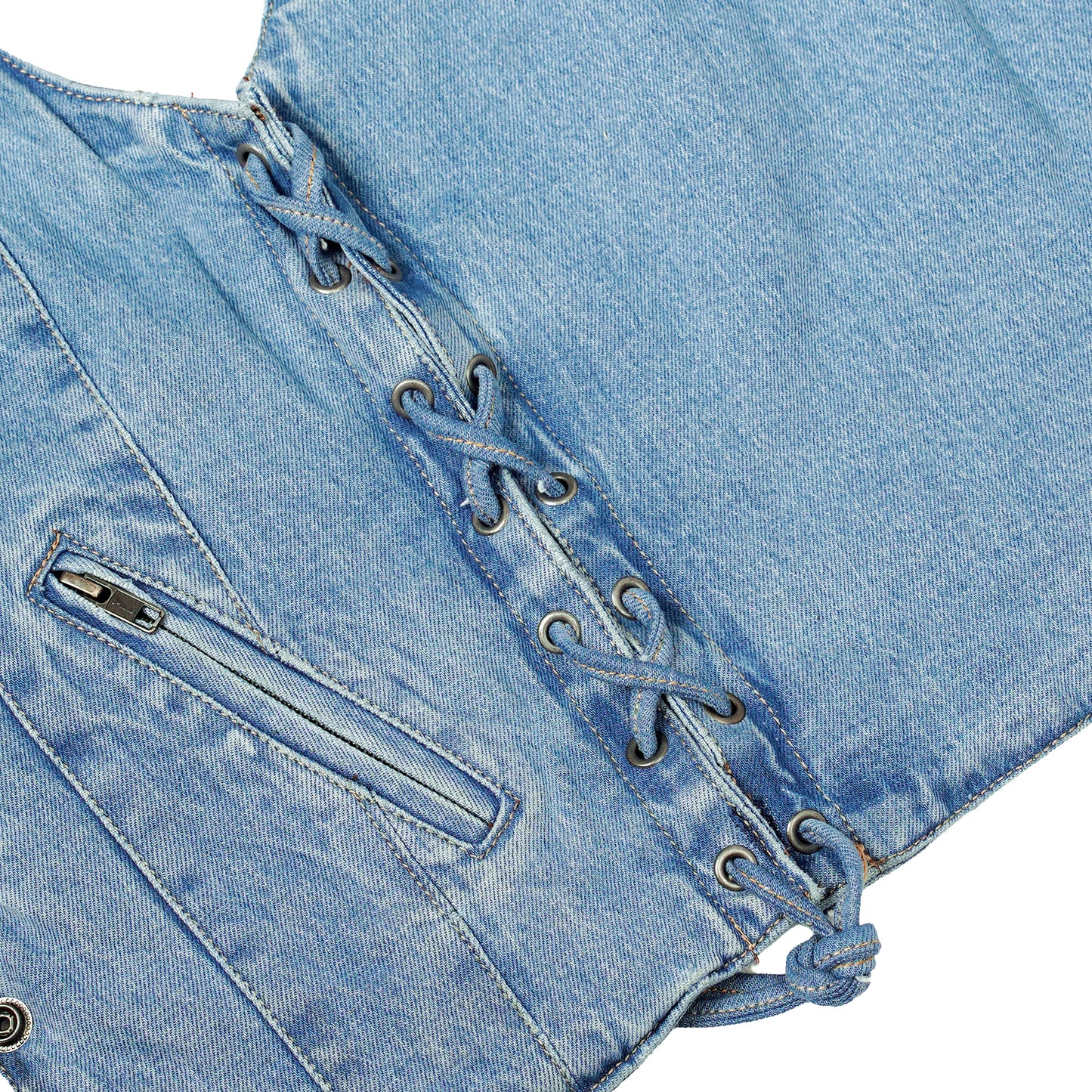 Women's Single Back Panel Concealed Carry Denim Vest - Blue