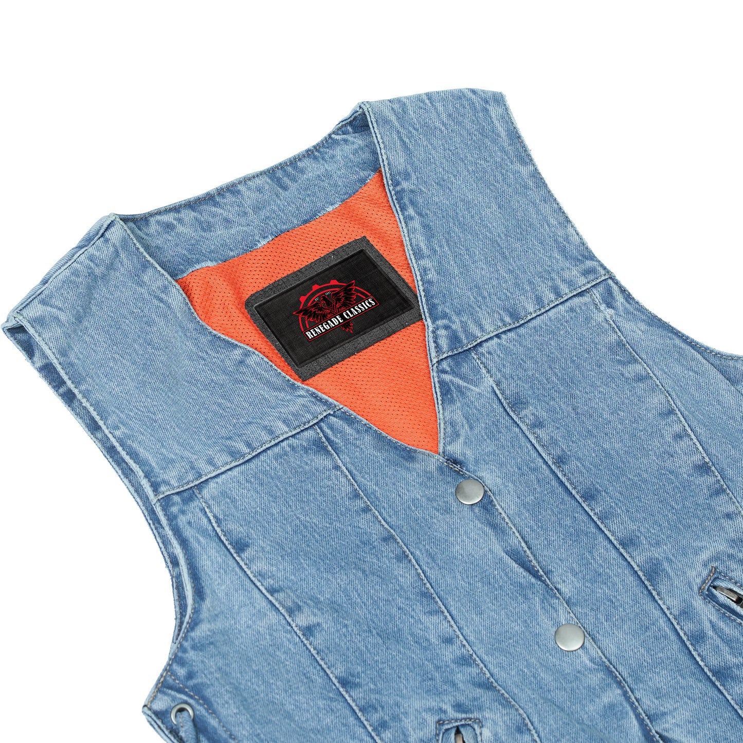 Women's Single Back Panel Concealed Carry Denim Vest - Blue