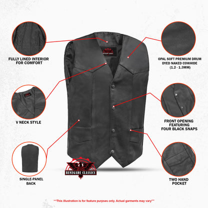 Men's Plain Side Economy Vest - Black