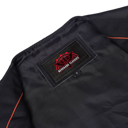 Clubster Men's Black Milled Cowhide Side Lace Motorcycle Leather Vest