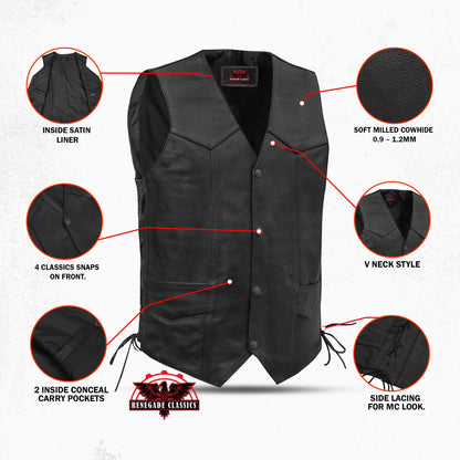 Men's Side Lace Economy Vest - Black