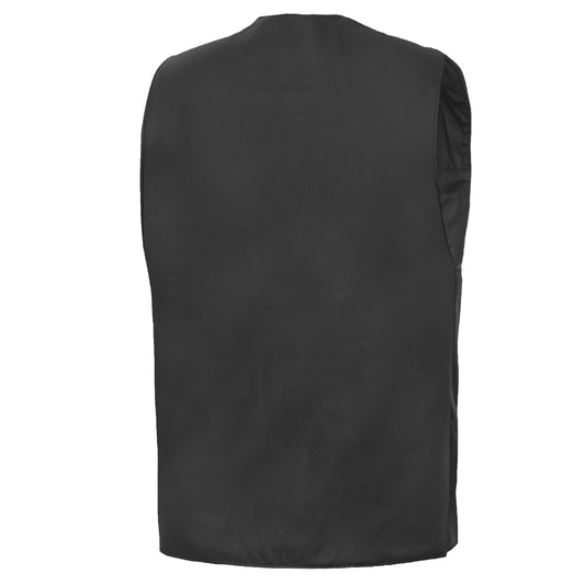 Men's Milled Single Back Panel Leather  Vest - Black