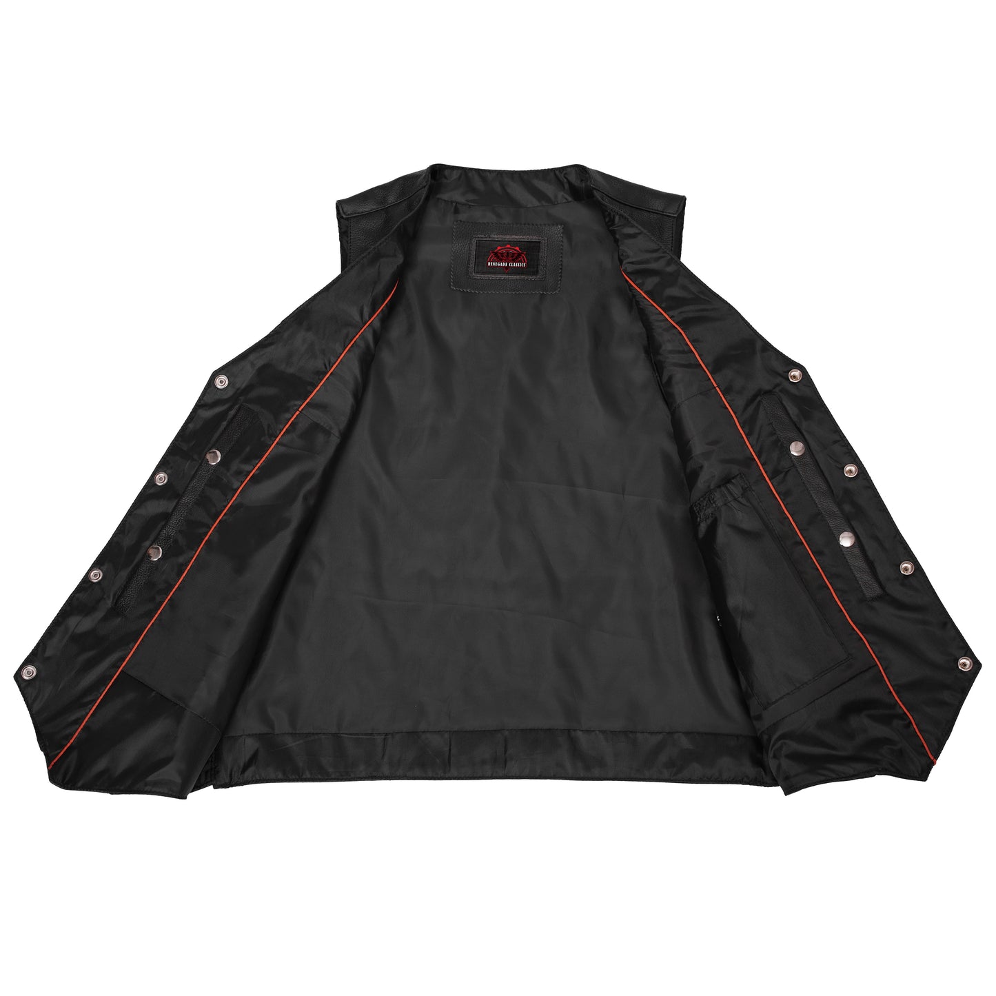 Men's Milled Single Back Panel Leather  Vest - Black