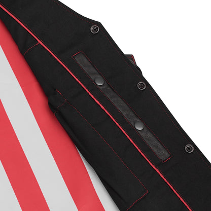 Men's Honor Ride Black Leather Motorcycle with Vest Red Stitching
