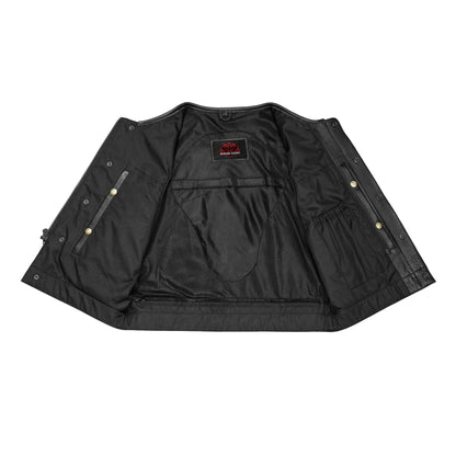 Target Lowcut Men's Leather Motorcycle Vest – Black