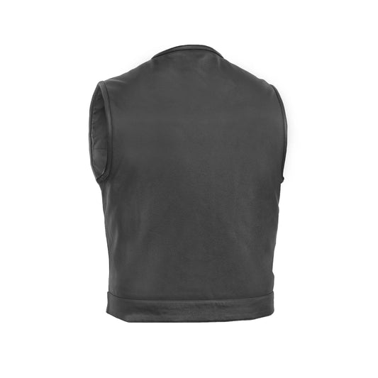 Target Lowcut Men's Leather Motorcycle Vest – Black