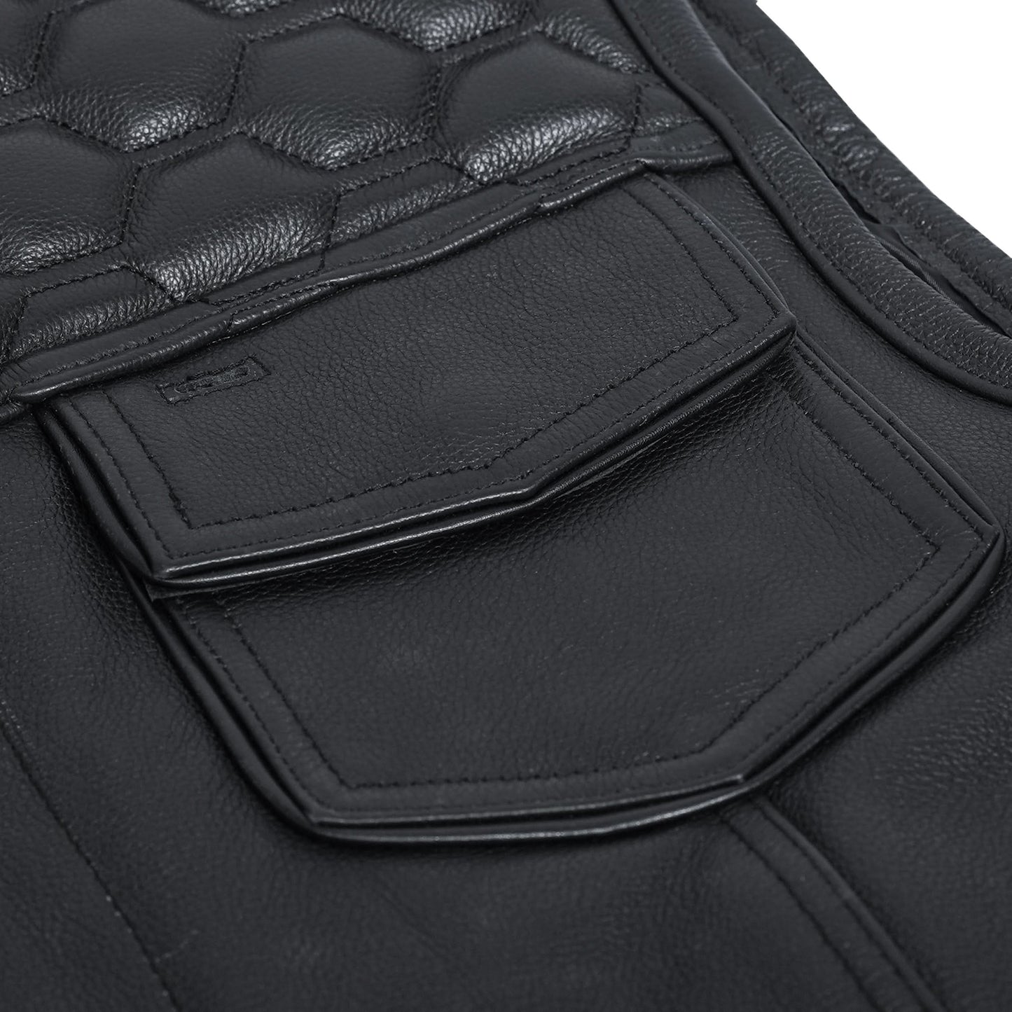 Black Horse Men's Leather Motorcycle Vest