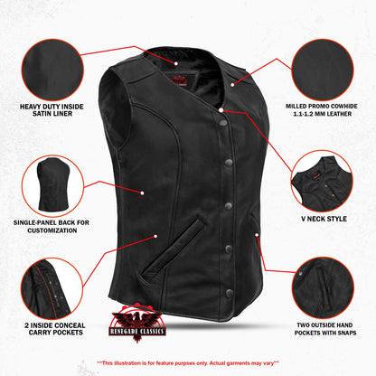 Women's Stylish Longer Body &frac34; Vest - Plain Sides