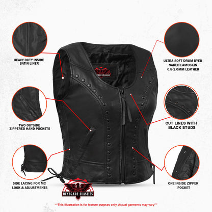 Women's Lightweight Vest with Rivets Detailing