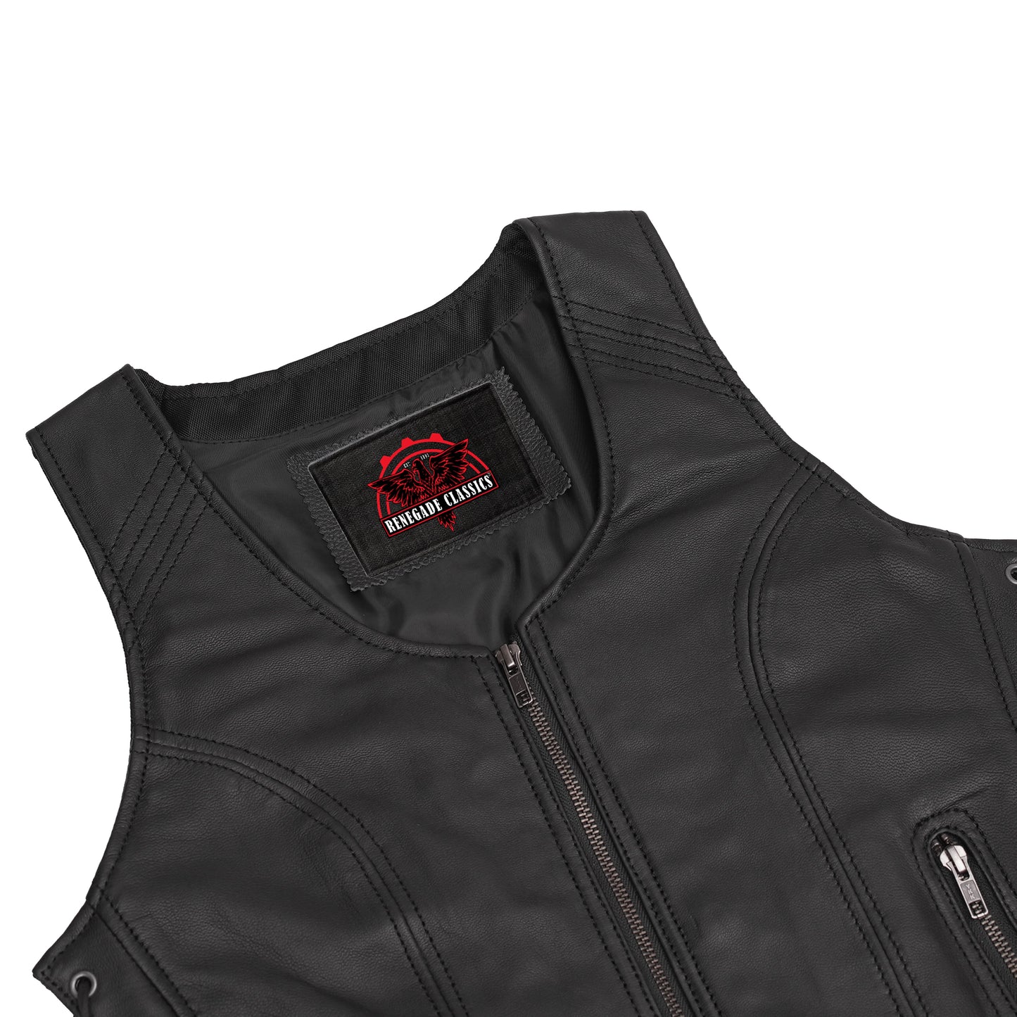 Women's Stylish Open Neck Side Lace Zipper Front Vest