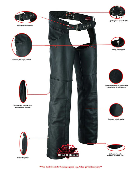 Tall Classic Leather Chaps with Jeans Pockets