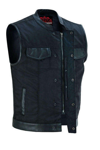 Concealed Snap Closure, Textile Material, Scoop Collar & Hidden