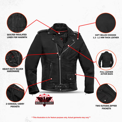 Men's Classic Plain Side M/C Jacket - TALL
