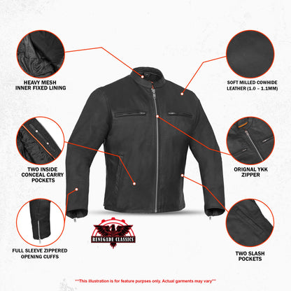 Men's Black Sporty Cruiser Jacket with Removable hood