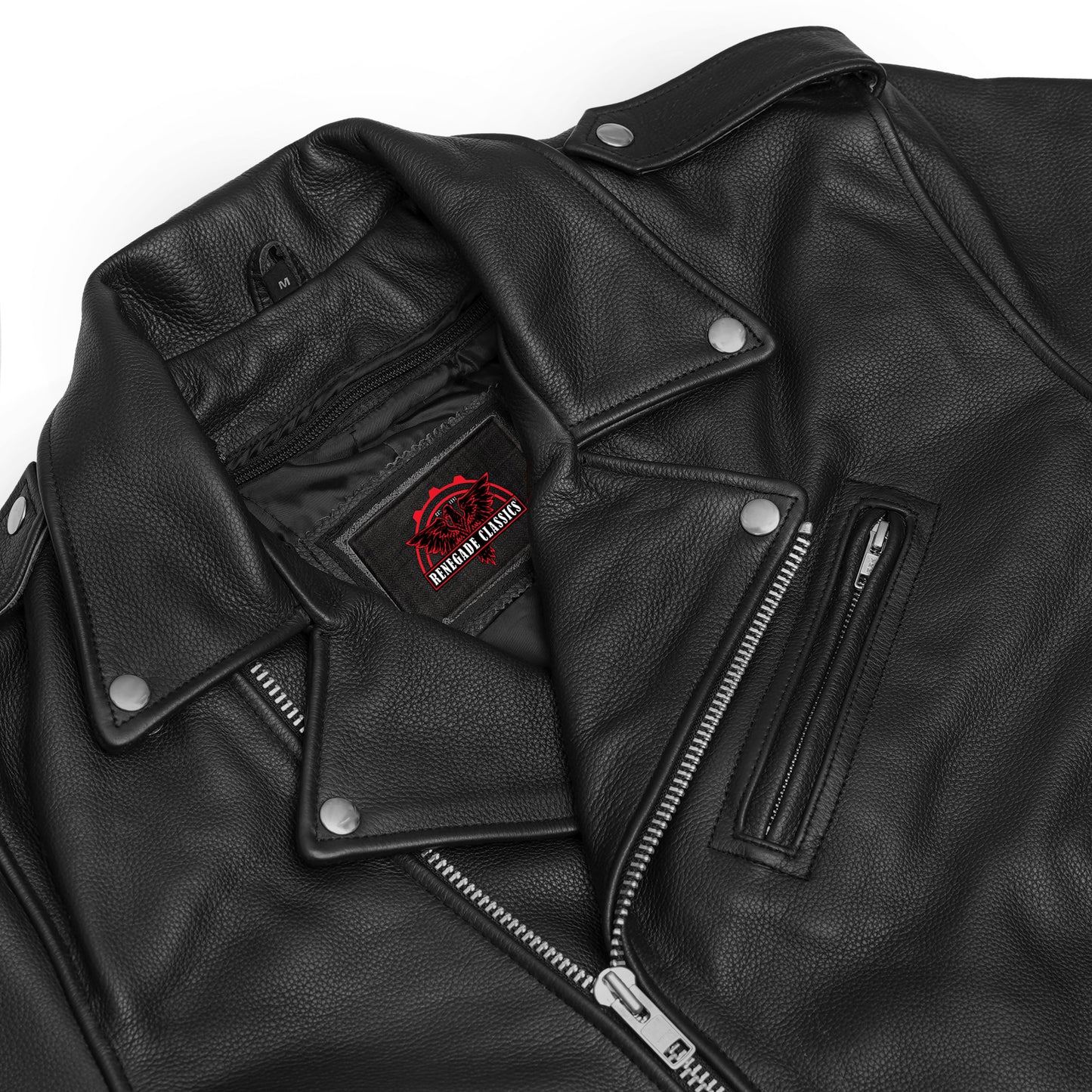 Men's Classic Plain Side Style Motorcycle Jacket - Black