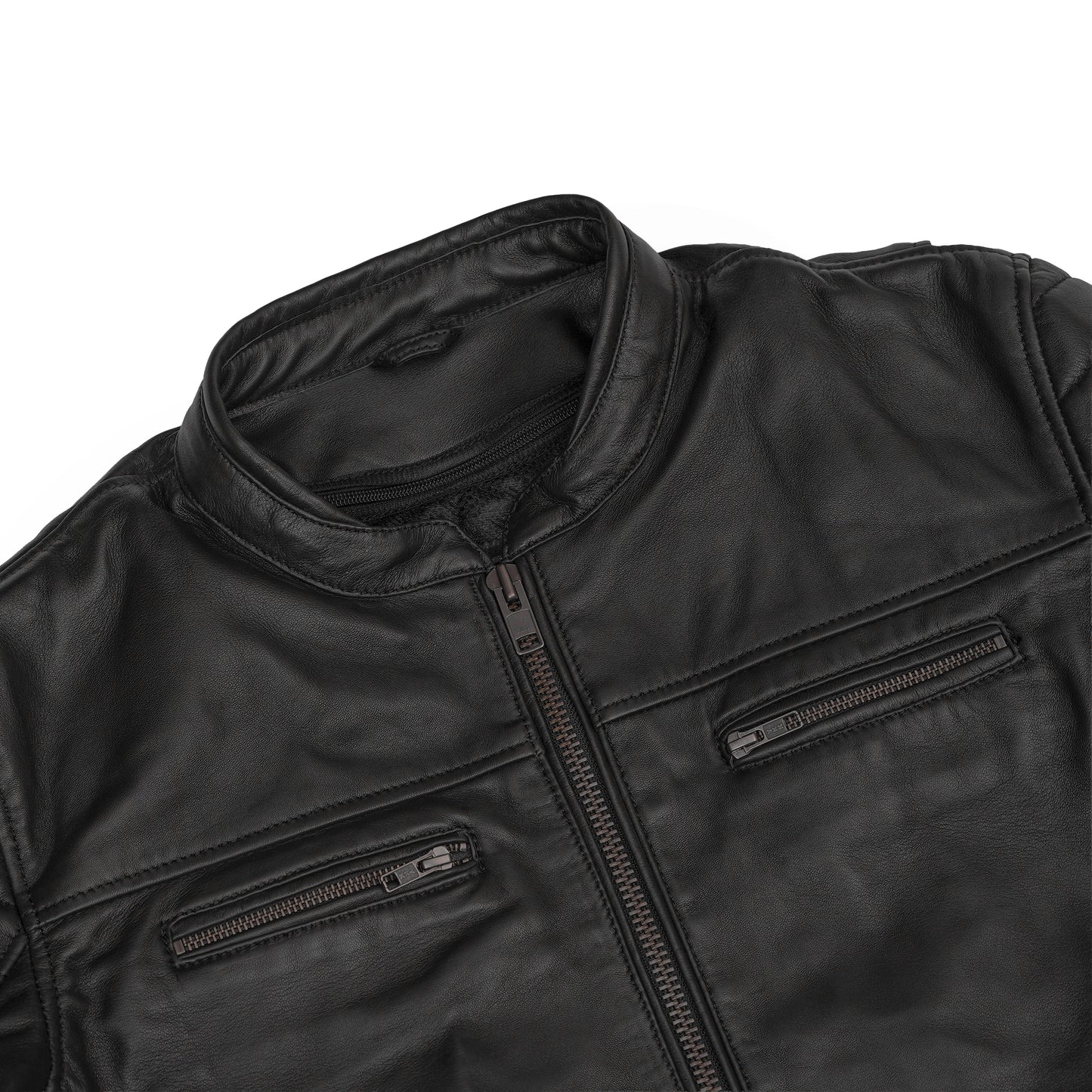 Men's Lightweight Drum Dyed Naked Lambskin Crossover Scooter - Black