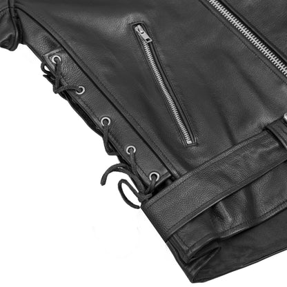 Freedom Rider Black Men's Leather Jacket – Eagle Embossed