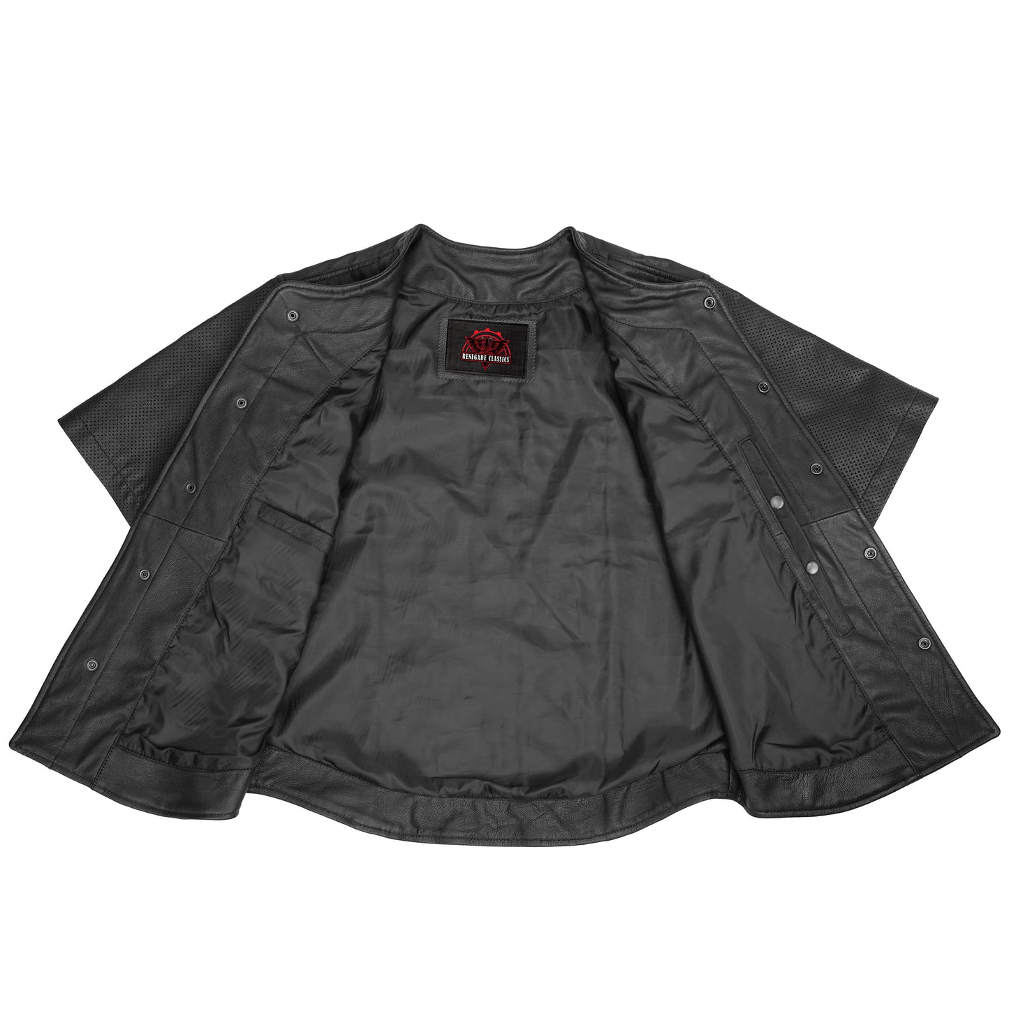 Men's  Leather Baseball Motorcycle Shirt - Black