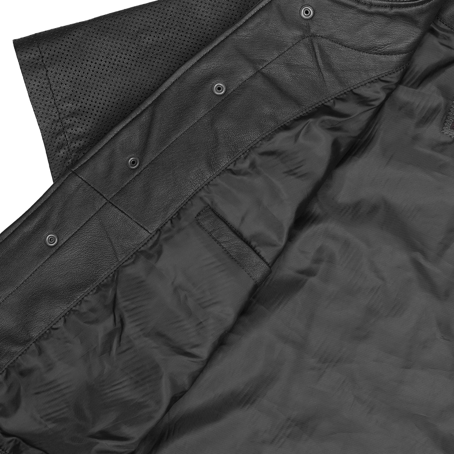 Men's  Leather Baseball Motorcycle Shirt - Black