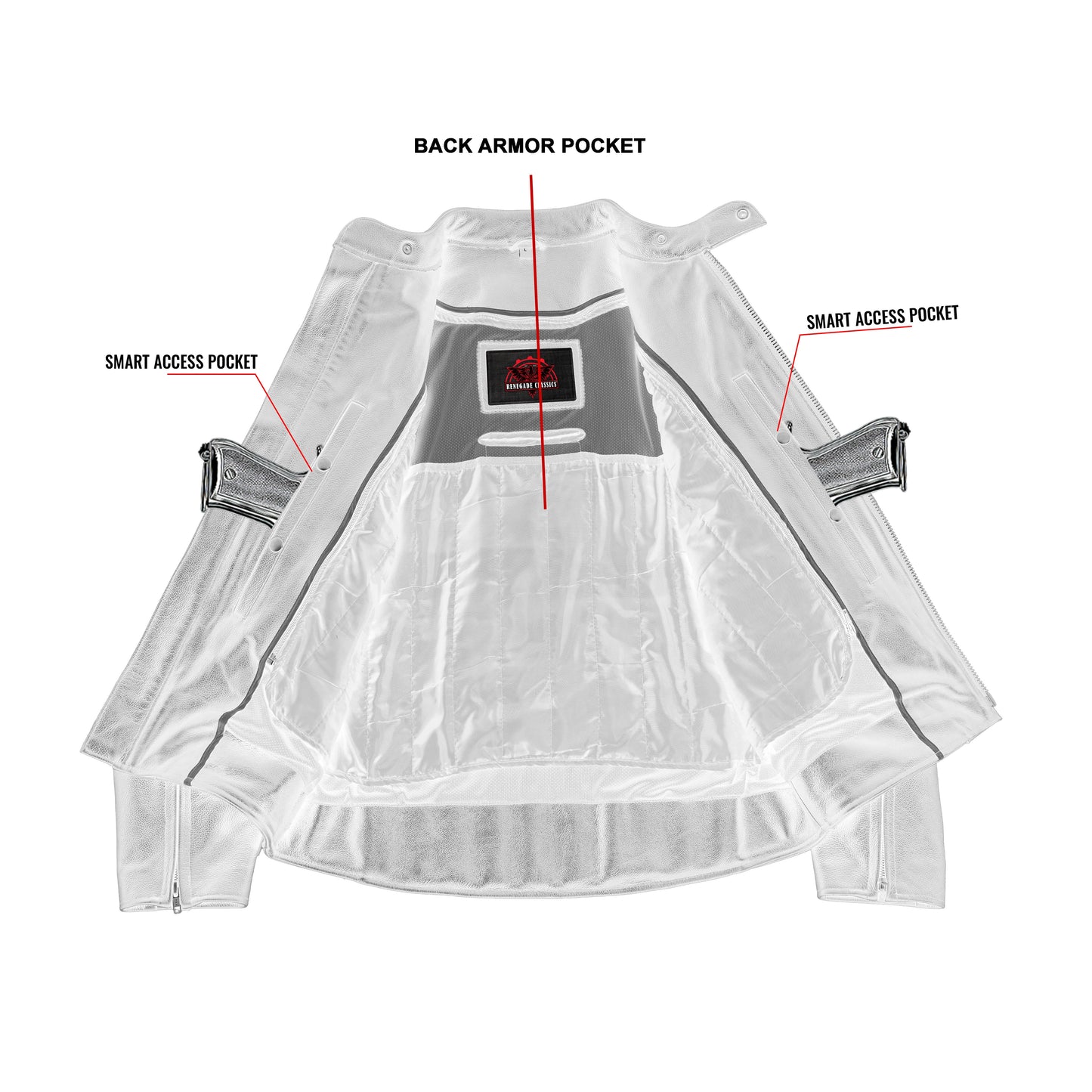 Men's Black Vented Motorcycle Jacket with Plain Sides