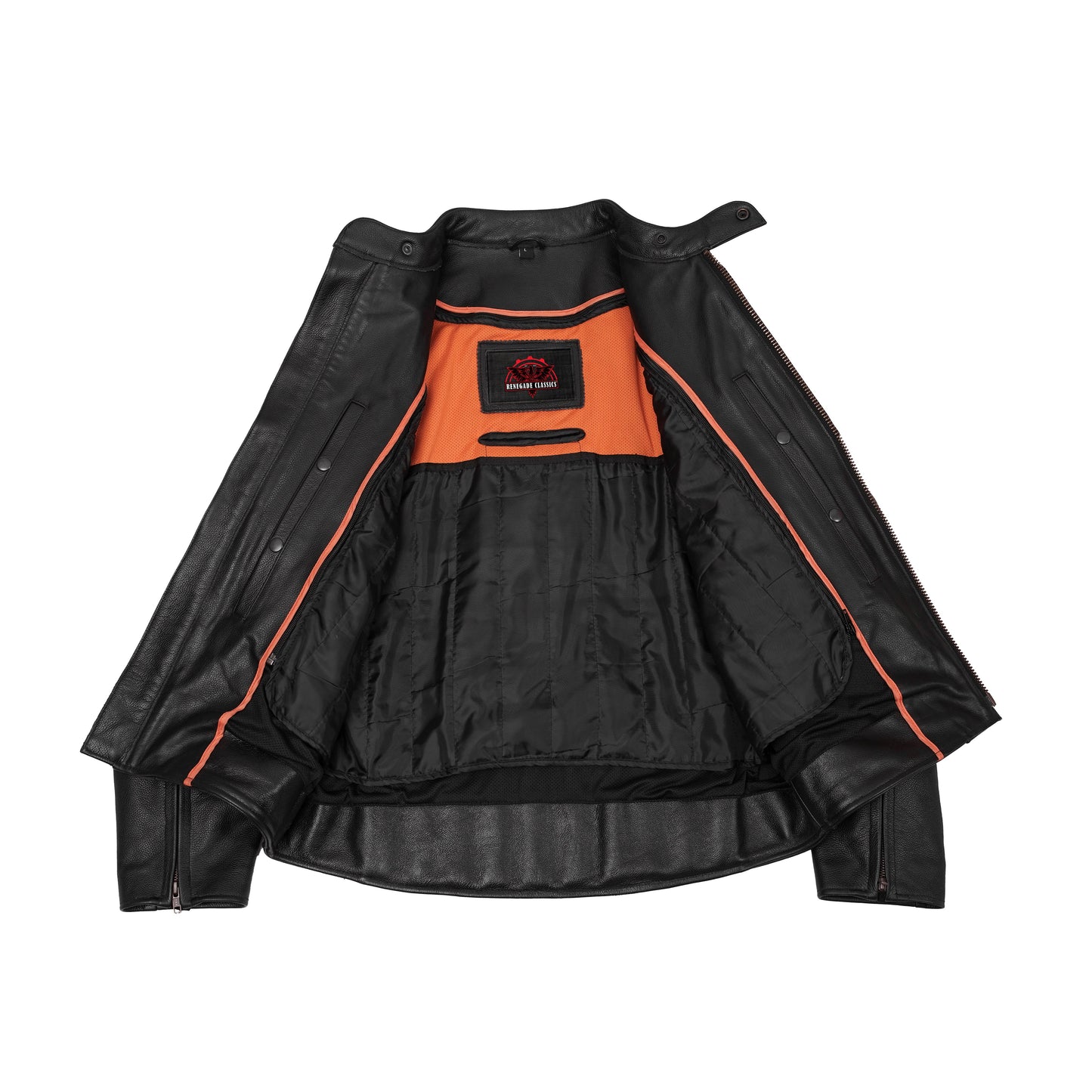 Men's Black Vented Motorcycle Jacket with Plain Sides